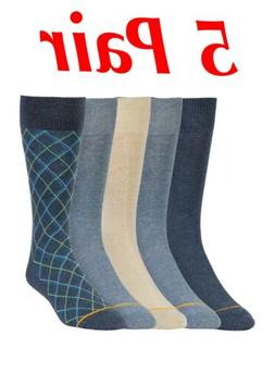 NEW! GOLD TOE Signature Men’s Crew Dress Socks, 5 PAIR, Sh